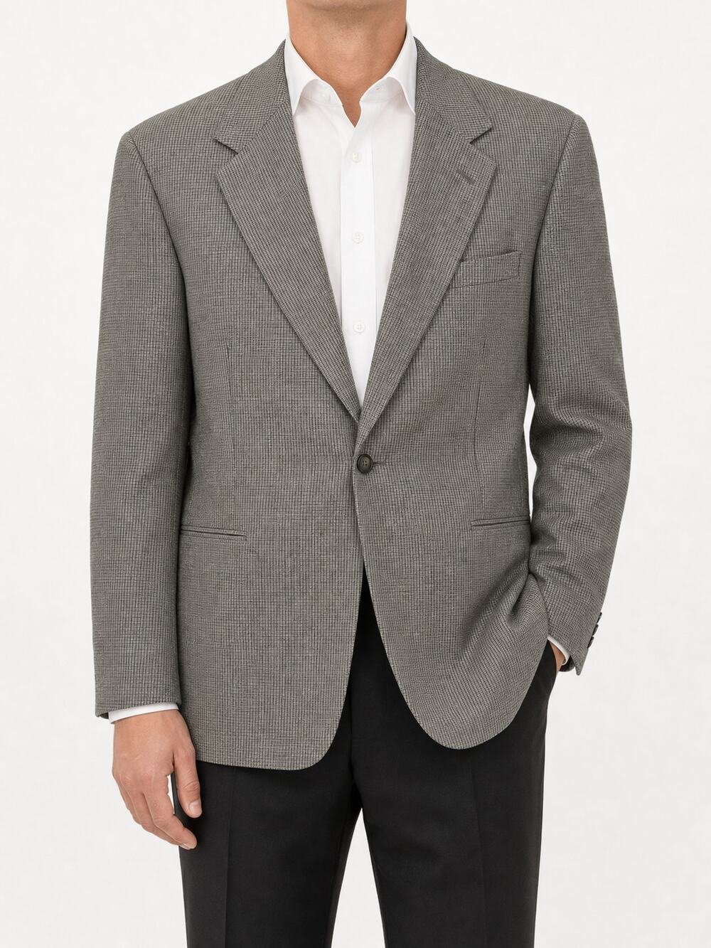 Geoffrey Beene Men's 100% Wool Gray Check Sport Coat Blazer 44R Business Casual